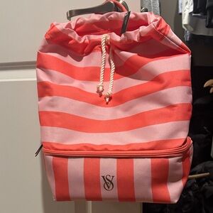 Victoria's Secret Pink Striped Backpack/cooler on bottom!!!